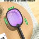 YISSVIC Electric Fly Swatter Foldable Bug Zapper Racket 2 in 1 Mosquito Killer with Purple Attractant Light Rechargeable 1800mAh for Indoor Home Backyard Patio Camping