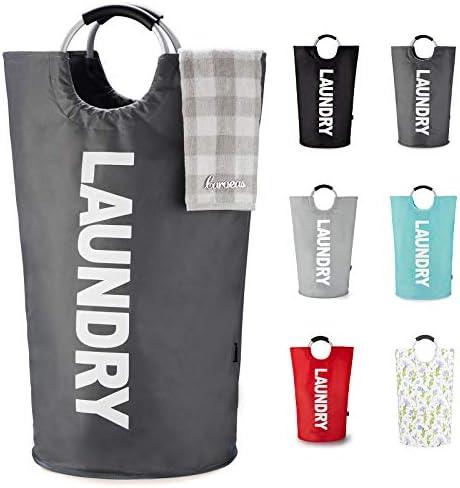 Laundry Basket (Gray  Colors), Waterproof Laundry Hamper, Laundry Bag with Padded Handles, Clothes Hamper, Collapsible Laundry Basket Easy Storage