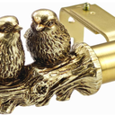 JKONCETTO 1 Inch Single Curtain Rods 36 to 72 Inches Adjustable Drapery Rods for Window width 24 to 68 Inches, Twin Birds on Twig Finials, Brushed Gold