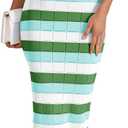 Saodimallsu Womens Striped Bodycon Midi Dress Sleeveless Square Neck Color Block Knit Summer Tank Dresses
