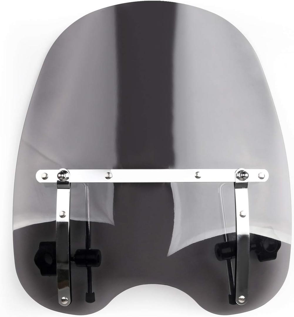 Universal Motorcycle Windshield Windscreen 19"x17" (for 7/8", 1" Handlebars) for Honda CT125, Rebel 500, for Kawasaki Vulcan 900, for Suzuki Savage, for Yamaha for Harley Davidson Fatboy Road King