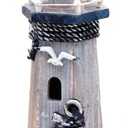 Rustic Wood Lighthouse Decor Nautical Tabletop Centerpiece Wooden Lighthouse Ocean Beach Themed Sculpture Indoor Outdoor Coastal Decor for Home Party Mantel 10.25" H
