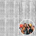 5 Pack Silver Backdrop Curtain Party Decorations Foil Fringe Backdrop Silver Tinsel Streamers Birthday Bachelorette New Year Christmas Wedding Baby Shower Disco Party Decorations