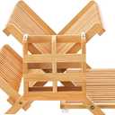 Bamboo Dish Drying Rack with Utensil Holder, 3 Tier Collapsible Dish Rack for Kitchen Counter, Large Folding Drying Holder, Dish Drainer, Kitchen Organizers and Storage
