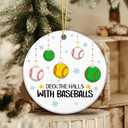 4 x Baseballs Ornament 2025  White Elephant Gift, Deck The Halls with Baseballs Ceramic Ornament  Holiday Tree Decoration for Baseball Players & Fans, Gag Gift & Stocking Stuffer