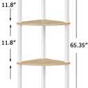 Corner Shelf, 6-Tier Corner Bookshelf, Industrial Corner Ladder Shelf, DIY Storage Shelves, Rustic Display Shelf for Living Room, Bedroom, Kitchen, Home Office, White and Nature Wood Color UJSJ004Q