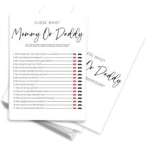 Minimalism White Baby Shower Game Kit - 30 Game Cards for Boy Girl, Gender Reveal Games, Baby Shower Party Favors (5 X 7 Inches)- B06