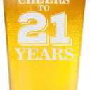 Veracco Cheers To 21 Years Twenty First Pint Beer Glass 21st Birthday Gift For Him Her (Clear, Glass)