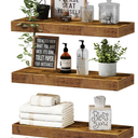 QEEIG Floating Shelves for Wall Small Shelf (Brown, Set of 3, 15.7" x 6.7")
16 inch Bathroom Shelf for Farmhouse Decor Books, Bedroom Kitchen Living Room, Renter Friendly (015-BN3)