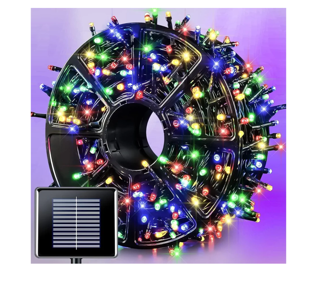JMEXSUSS 600 LED Solar Christmas Lights Outdoor, 206.7 ft Multi Colored Christmas Lights Outdoor Waterproof, 8 Modes Solar String Light for Outside Garden Yard Patio Tree Xmas Decorations