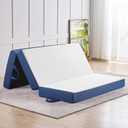 CYMULA Folding Mattress Full Size,4 inch Memory Foam Tri Portable Trifold Mattress Topper Full with Breathable & Washable Cover, Foldable Sofa for Camping (52"73"4")