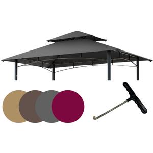 EasyLee 8'x5' Grill Gazebo Canopy Cover - Waterproof Replacement Top with T-Hook,Gray