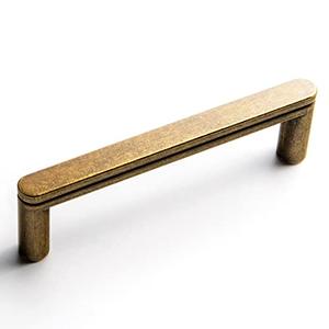 Goo-Ki 6 Pack 3 3/4 Inch Antique Brass Cabinet Pull Handle – Decorative Grooved Texture & Non-Slip Grip for Farmhouse/Industrial Cabinetry