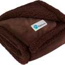 PetAmi Dog Blanket for Bed, XL Pet Blanket Large Dogs, Fleece Furniture Couch Cover Protector Sofa Car Crate Kennel, Soft Sherpa Cat Throw Plush Reversible Washable, Twin 60x80 Solid Brown
