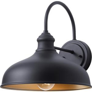 10" Dome Barn Lights for Farmhouse, Matte Black Gooseneck Outdoor Light Fixture, Exterior Porch Lighting with Wall Mount, Outside Goose Neck Wall Sconce for Patio