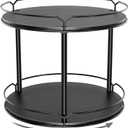 Lazy Susan Organizer 2 Tier - 12.4" Turntable Spice Rack for Table Top, Wooden Rotating Lazy Susan for Cabinet Pantry Kitchen Countertop Dining Table Cupboard Bathroom Vanity Storage(Black)
