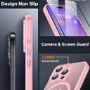 SPIDERCASE Magnetic for iPhone 16 Pro Max Case,Translucent Matte with 2PCS Tempered Glass Screen Protector [Upgraded Full Camera Protection] Anti-Scratch Slim Phone Case Slim Phone Case,Pink