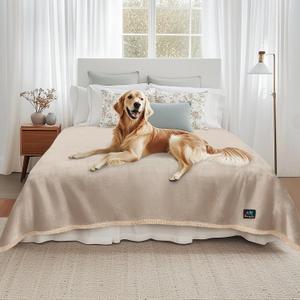 Luciphia Waterproof Pet Blanket, Liquid Pee Proof Dog Blanket for Sofa Bed Couch, Reversible Sherpa Fleece Furniture Protector Cover for Small Medium Large Dogs Cats, Dark White Queen Size 90" x 82"