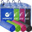 YQXCC Cooling Towels | 4 Pack 47"x12" | Ice Cool for Neck | Microfiber Soft Breathable Chilly | for Yoga, Sports, Golf, Gym, Camping, Running, Fitness, Workout & More Activities (Dark Blue/Dark Gray/Rose Red/Green)