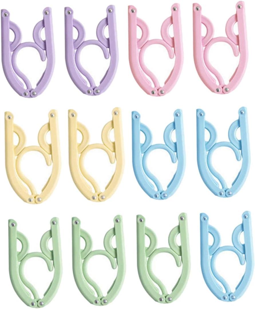 Cabilock 12pcs Compact Hangers Socks Drying Rack for Hotel Camping and Skirt Pants