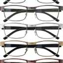 BLS 1.75 Businessman Rectangular Reading Glasses - Professional Durable Readers - Blue-Light Blocking Lenses (A-mix 4)