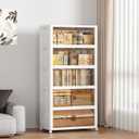 SAILUN 275QT/69Gal Stackable Storage Bins with Lid, Collapsible Storage Bins with Doors and Wheels, Folding Plastic Cabinet Containers for Home Closet Organization, 5 Pack, White