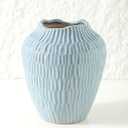 Uiddo Ceramic Vase for Home Decor, 7.8 Inch Flower Vases，Decorative Blue Vase for Pampas Grass，Modern Art Texture Vases for Home Entryway Living Room Dining Table Farmhouse Office Decor-Mat Blue