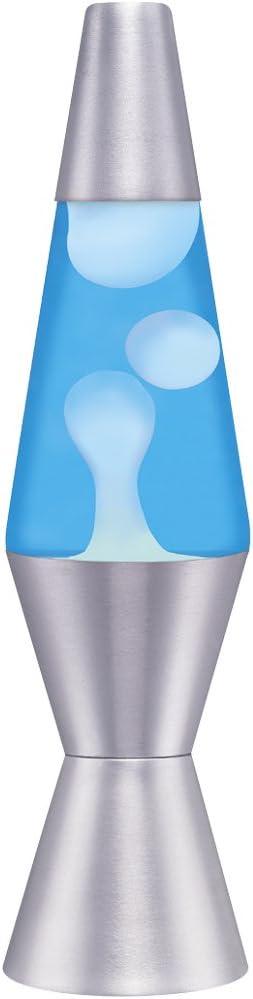 Lava Lite 1953 Silver Base Lamp with White Wax in Blue Liquid, 11.5", White Wax/Blue Liquid/Silver Base