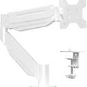 Suptek Single Monitor Mount,Ultrawide Monitor Arm Mount Single Desk Mount for 17 to 43 inch Curved Screen,Holds 28.6 lbs,Pneumatic Height,75/100 Vesa Mount,White(MD71MW)