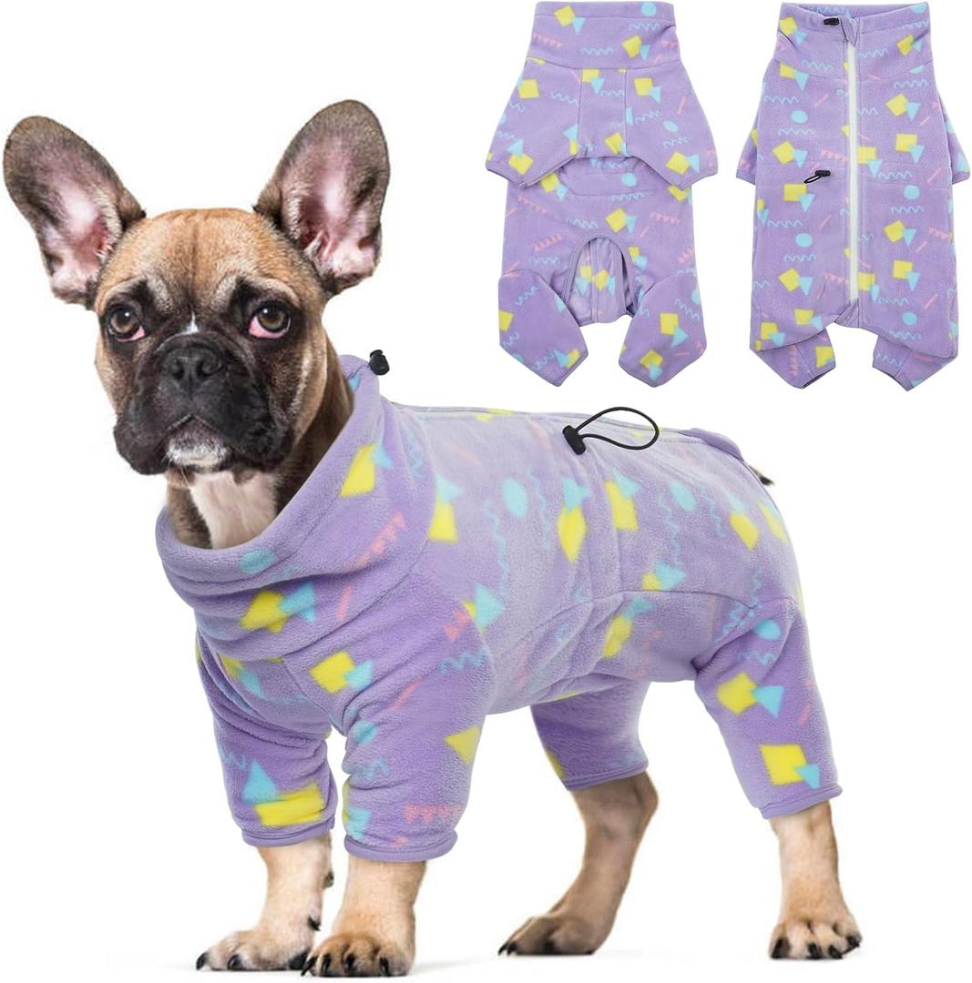 ROZKITCH Dog Pajamas Warm Coat, Pet Windproof Warm Cold Weather Jacket Vest with Luminous Zipper, Jumpsuit Apparel Outfit Clothes for Small  Dog Geometry S (S(Back Length:16"))