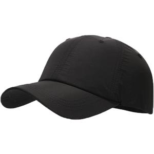 Waterproof Quick Dry Baseball Cap for Men Women Lightweight UV Protection Summer Hats for Outdoor Sports Black (Black)