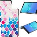 Tri-Fold Case Compatible with Huawei Mediapad M5 8.4 Inch(SHT-AL09/SHT-W12), Includes a Screen Protector - Premium PU Leather Tri-Fold Cover with Auto Sleep/Wake (Moroccan Love, One Size)