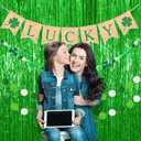 Lucky Banner, 4 Pcs St. Patricks Day Decoration Burlap Bunting Pennant and Felt Shamrock with Green White Pom Pom Ball Garland Irish Lucky Day Party Hanging Decor for Home Mantel Office Classroom