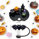 Holiday Accessories Compatible with Stanley Cup Lid, Halloween Silicone Bat Straw Toppers Cap and Lid Topper for Stanleycup H2.0 40 OZ, Halloween Stanley Cup Accessories