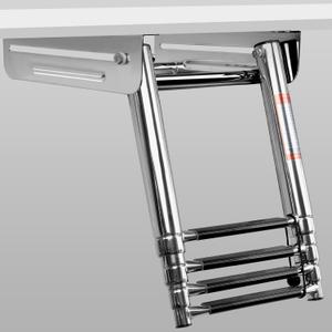 4-Step Stainless Steel Sliding Dive Ladder - Telescoping Ladder for Pontoon Boat, 900 lb Capacity (Silver)