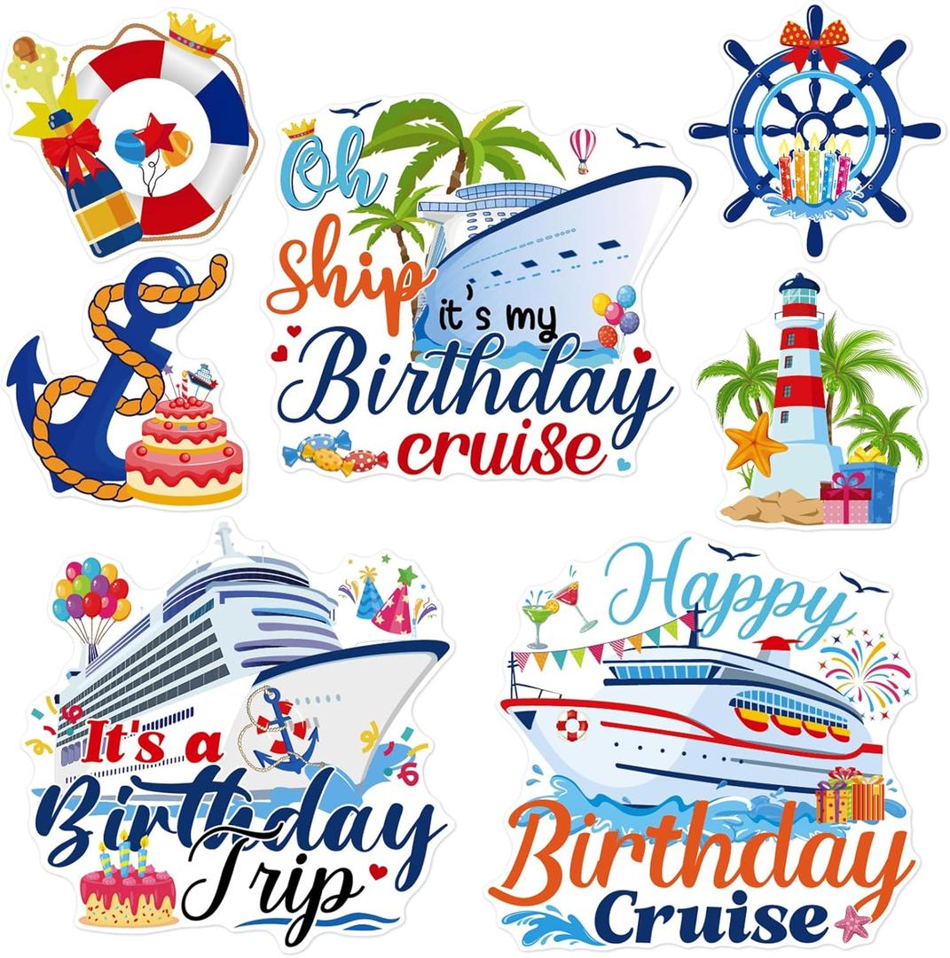 Birthday Cruise Door Decorations - 7 PCs Large Ship Cabin Magnetic Stickers Palm Magnets Anchor Tropical Decals Decorative Magnet Stateroom Accessories for Party Happy Summer Carnival Decor Birthday Cruise Door Decorations - 7 PCs Large Ship Cabin Magnetic Stickers Palm Magnets Anchor Tropical Decals Decorative Magnet Stateroom Accessories for Party Happy Summer Carnival Decor