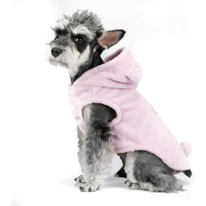 FOFOS Dog Winter Coat, Plush Dog Jacket with Leash Hole, Adjustable Warm Pet Snow Vest for  Dogs, Pink, M