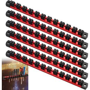 6 Packs Magnetic Screwdriver Organizer and Wrench Organizer Aluminum Rail Screw Driver Hand Tool Holder Toolbox Organization, Black, Tools Not Included (12 Inch 72 Slots)