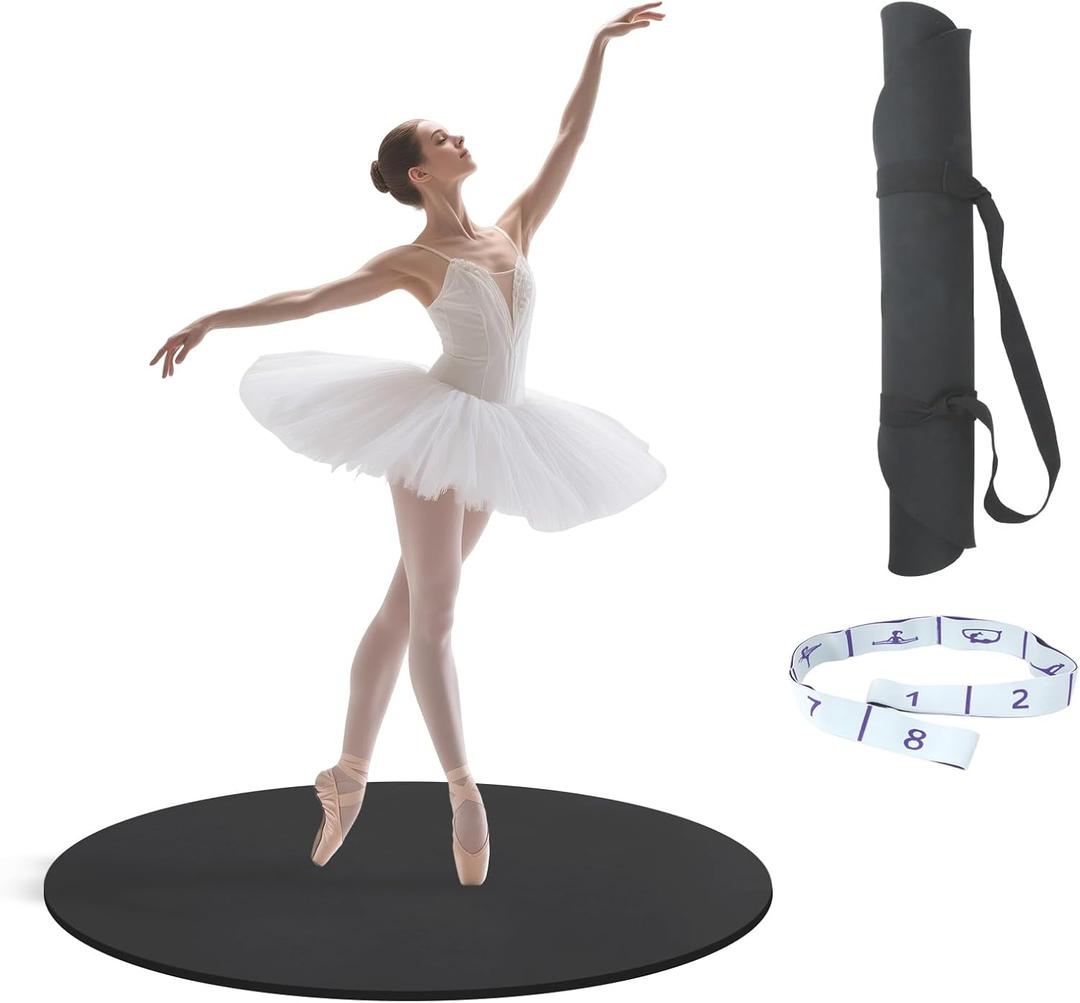 30.7'' Portable Dance Floor Mat for Ballet & Tap Training - 1.3cm Thick Turning Board for Dancers, Ideal Figure Smooth Practice Mat with Non-Slip Surface for Pirouette & Dance Exercises