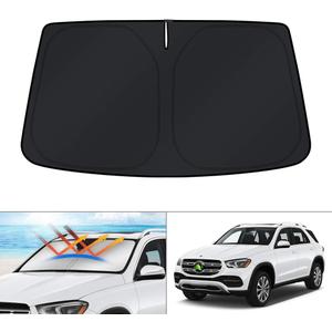 KUST Windshield Sunshade for 2012-2025 2026 Mercedes Benz GLE 350 450 Accessories 4-Layers Windshield Sun Shade Foldable Window Sun Visor Protector Blocks UV Rays Keep Your Car Cooler