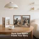4x6 Double Picture Frame Wooden Hinged Photo Frame Definition Glass Stand Vertically on Desktop or Tabletop (Grain)