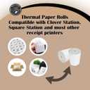 BAM POS 3 1/8" x 190' Thermal Receipt Paper Rolls For Most POS Systems and Receipt Printers, Compatible With Clover Station, Square Station, Toast Station, TM-T88, TSP Series (30 Rolls)