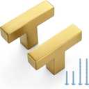 JOY DECOR 10 Pack Kitchen Cabinet Pulls & Handles, 2" Brushed Brass Cabinet Door Knobs with Single Hole, Stainless Steel Drawer Pulls, Kitchen Hardware