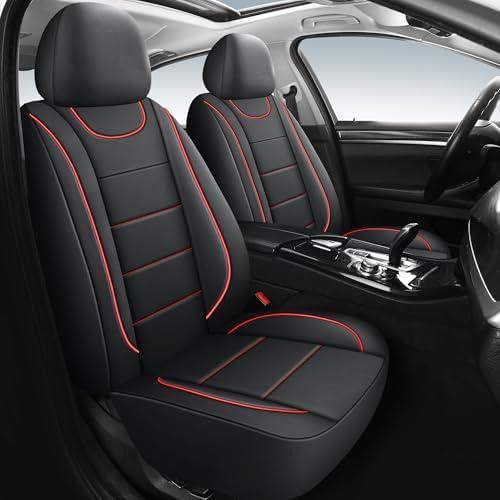 HChengkikz Car Seat Covers, Quilting Leather Seat Cover Two Front Seats, Waterproof Faux Leather Automotive Seat Covers for Cars,Universal Car Interior Fit for Suvs,Trucks, Airbag Compatible (2PCS,N4)