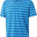 M MAELREG Boys Polo Shirt Short Sleeve Performance Moisture Wicking Dry fit Casual Striped Golf Shirts for Boys (6 Years, Classic Blue Stripe)