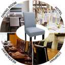 Dining Room Chair Covers Set of 8, Stretch Solid Color Parsons Chair Slipcovers Spandex Removable Washable Kitchen Chair Protector Cover for Dining Room, Hotel, Ceremony(Light Grey)