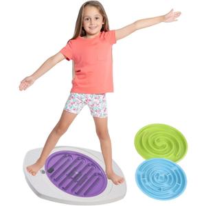 Balance Board for Kids, 20 inch Balance Board Maze with 2 Balls, 3 Replacement Labyrinth Boards, Toddler Wobble Boards for Sensory Training, Non-Slip Pedals, Max Load 130 Lbs, One Size