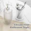 BSSN Glass Bathroom Accessories 5 Pcs, Clear Bathroom Set, Soap Dispenser, Toothbrush Holder Set, Tumber, Qtip Holder Set, Vintage Bathroom Sink Set, Cute Bathroom Decor