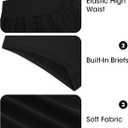 Fisoew Womens Running Shorts Workout Elastic High Waisted Loose Fit 2 in 1 Gym Yoga Biker Shorts (Black)