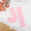 Solid Color Knit Elastic Arm Warmers Fingerless Gloves Elbow Long Knitted Cover for Winter (One Size, Pink)